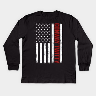 Graphic Conway Twitty Proud Name US American Flag Birthday Gift Kids Long Sleeve T-Shirt